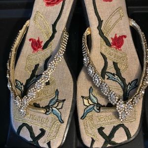 Too much is not enough rhinestone flip flops.New from Nordstroms. Size 6